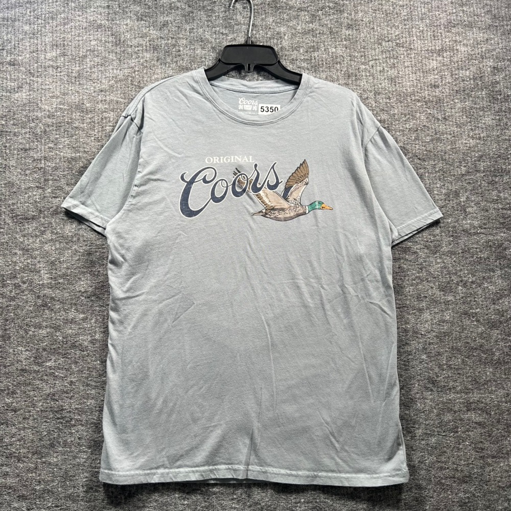 American Needle Coors Banquet Mallard Duck Graphic T-Shirt Blue Grey Mens L